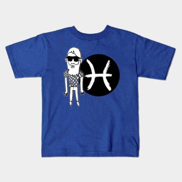 Pisces Zodiac Man, Pisces Guy Kids T-Shirt by badlydrawnbabe